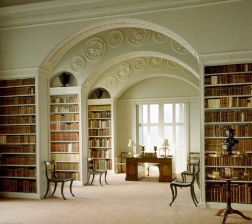 cair–paravel:The book room in Wimpole Hall, Cambridgeshire. The room was designed by Sir John 