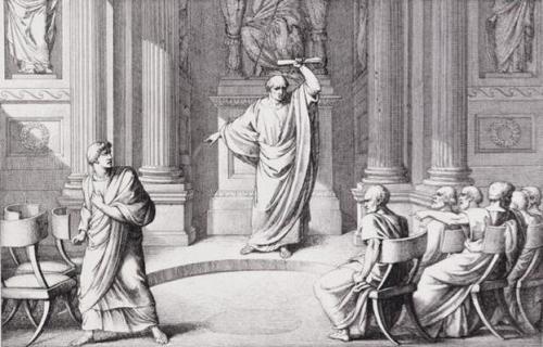 clodiuspulcher:Cicero delivering his first oration against Catiline in the senate: A Collection Bene