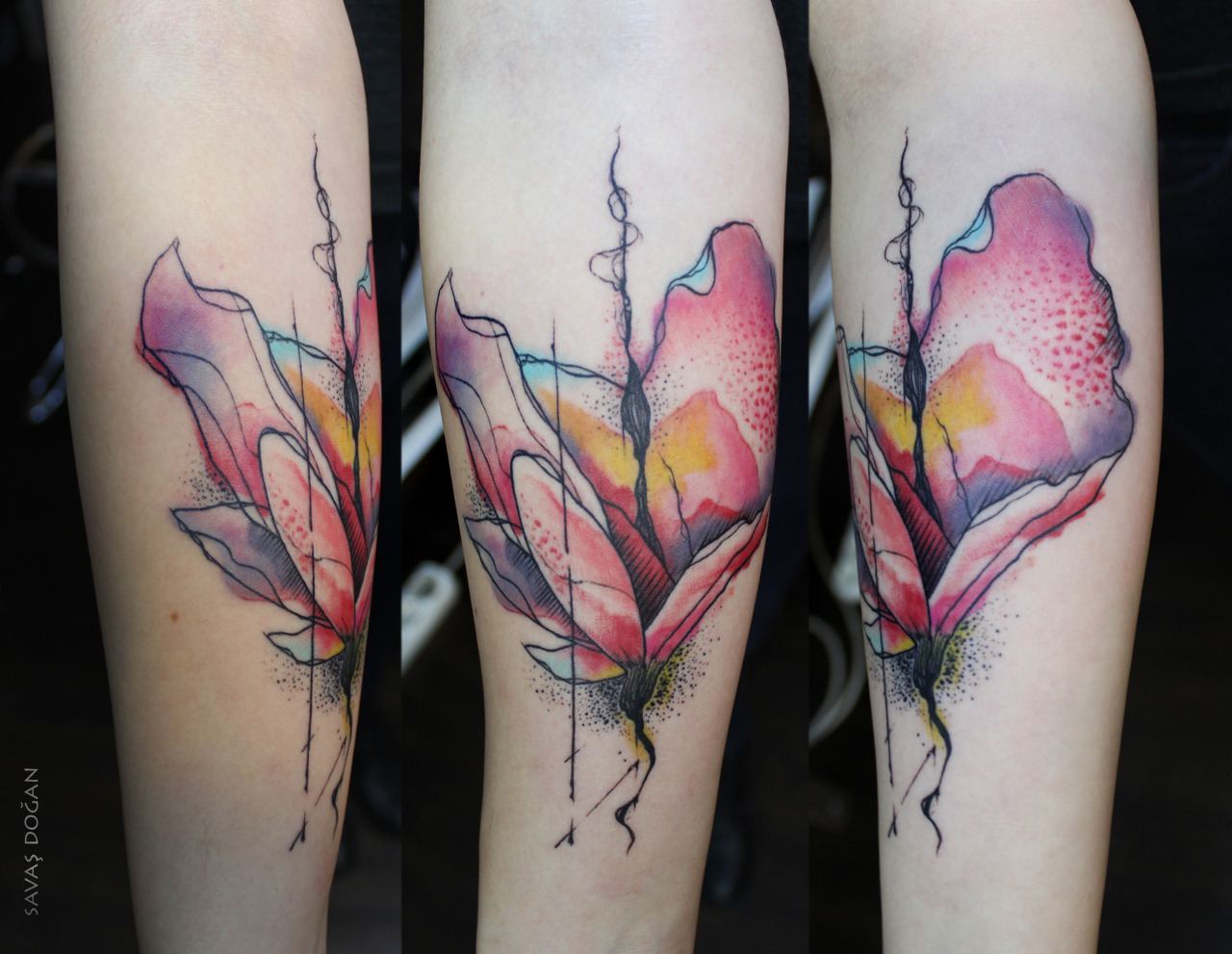 fuckyeahtattoos:  Watercolor Flower (Custom Desing) Savaş Doğan - Matkap Tattoo