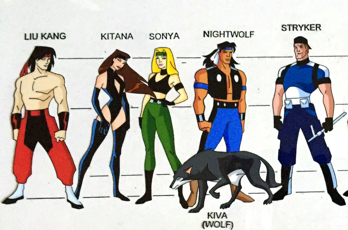 pan-pizza:  Mortal Kombat Character line up I like that Bruce Timm wannabe style.