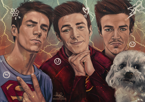 New painting of Grant Gustin :)I’m really enjoining this “triple selfie” thin