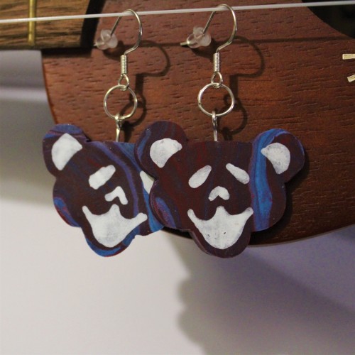 Handmade and painted Grateful Dead Dancing Bear Earrings available atetsy.com/shop/TerrapinPerspecti