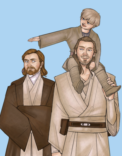 kilarit:Jedi uncles AU where Qui-Gon and Obi-Wan are sent back in time to Tatooine after their death