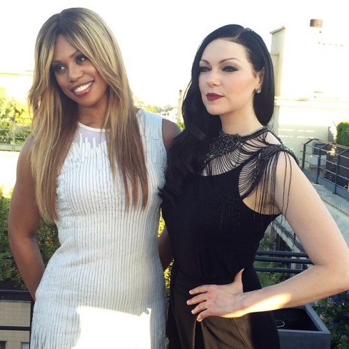 lauraslittlespoon: Laverne Cox and Laura Prepon in Paris.