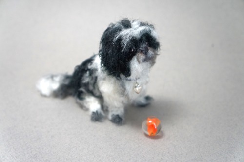 A needle felted Shih Tzu based on pet photos.  Have a great weekend!