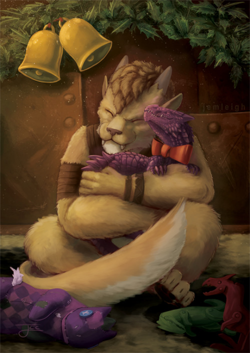 My piece for the @guildwars2 @wintersdayzine ! A young charr cub gets the best present ever.Thi