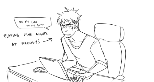 beroberos:Eren decides to scare jean while he plays five nights at freddy’s what a dick