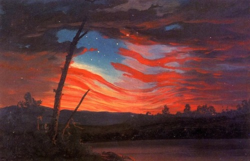 Sky at sunset, Jamaica, West Indies (USA,1865), Our Banner in the Sky (USA,1860s), Oil on canvas, By