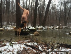 naked-and-not-afraid:What do you see little puppy? Is it a path through this swamp that will keep us dry?