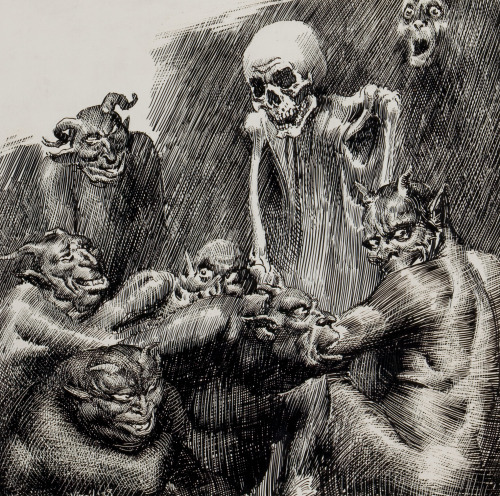 weirdlookindog: Virgil Finlay - Weird Tales, interior pulp illustration, July 1938