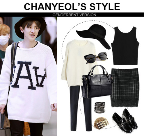 BAEKYEOL IN BLACK & WHITE STYLEGrab the look ♥ Chanyeol style-inspired oversized sweater: here