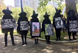 witches in boston protesting facism