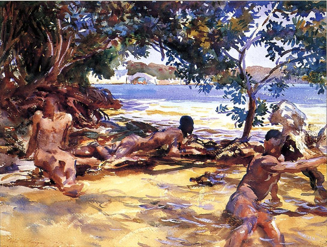 artist-sargent: The Bathers, 1917, John Singer SargentMedium: gouache, graphite,