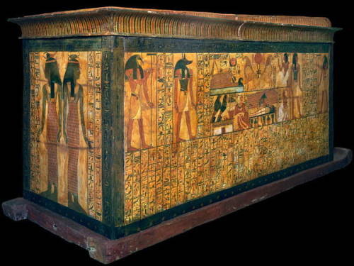 Outer Sarcophagus of KhonsuThis wooden coffin bears decoration related to Chapter 17 of the Book of 