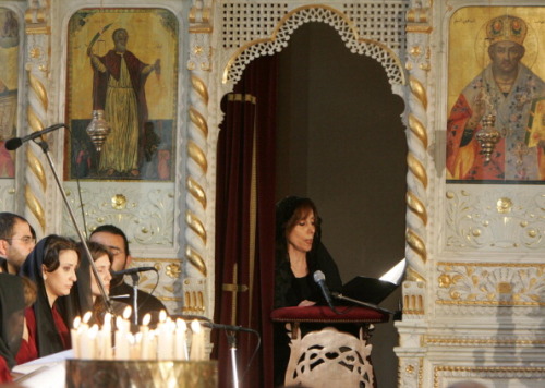 Fairuz sings lithurgical hymns on 29 April 2005 at Good Friday...