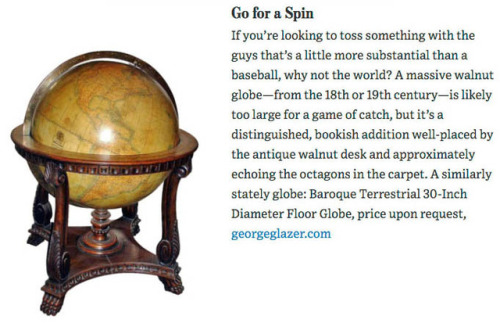 The Wall Street Journal featured our W. & A.K. Johnston/ Kittinger 30-inch Floor Globe in the ar