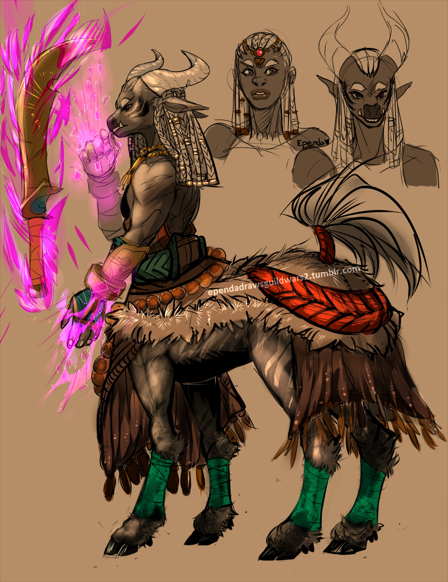 ependadrawsguildwars2:  PoF character concept. She is one of  few remaining centaurs