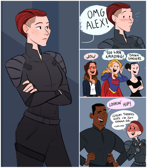 dkships:Alex gets a haircut and her superfriends are super supportive. 
