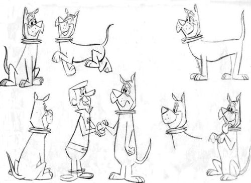 Model sheets for Hanna-Barbera’s 1962 cartoon, The Jetsons: George, his boy Elroy, daughter Ju