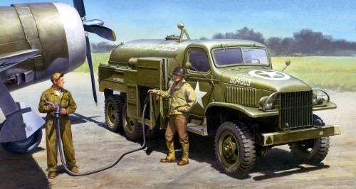 1943 09 US Airfield fuel truck and P-47D Thunderbolt 362 FG 378 FS, Wormingford, England - TamiyaNot