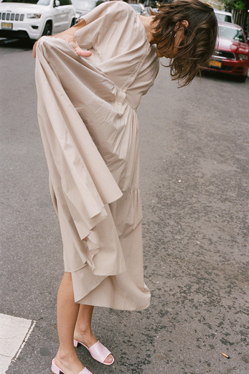 northmagneticpole:Florenza Dress in Tan Paper Cotton-Maryam Nassir Zadeh