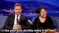     Ryan Gosling brings down a member of the audience and coaches her during the interview. [x]    