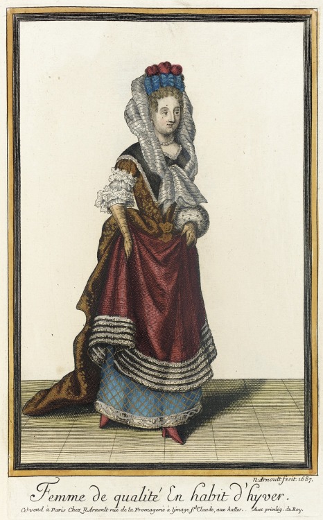 ‘Femme de Qualite en Habit d'Hyver&rsquo; from Recueil des modes de la cour de France 
