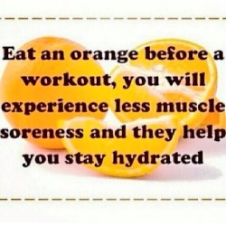 the-exercist:  damnhotfitness:  Reblog if you like this :)  I debunk a lot of myths on this page, so for once, let’s confirm one: This is true!Oranges contain a relatively high dose of potassium, which helps to reduce cramping by regulating your body’s