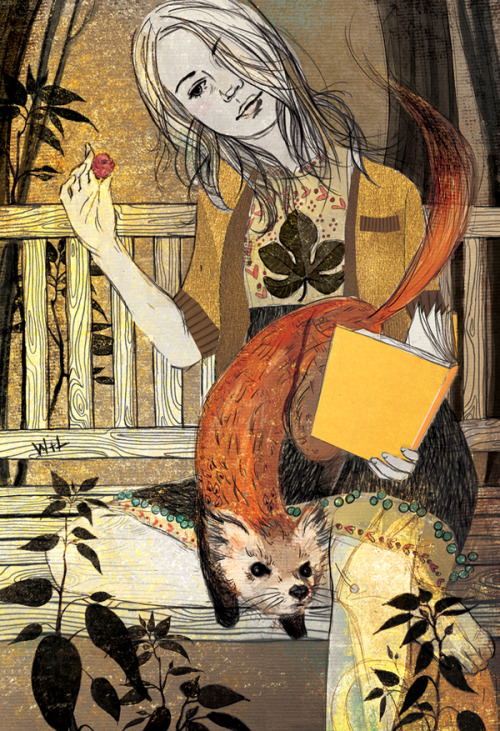 Lyra Silvertongue reading. Allyson Haller Illustration and Design. &ldquo;This is Lyra, the hero