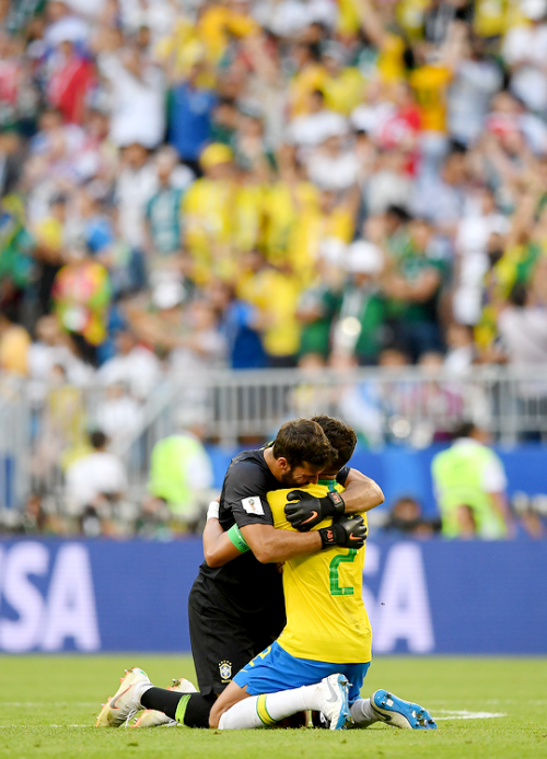worldcupdaily - Alisson of Brazil and Thiago Silva of Brazil...