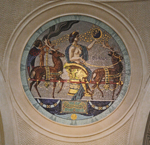via-appia: Art Nouveau mosaic medallion of Diana from the foyer of the Kurhaus, Wiesbaden