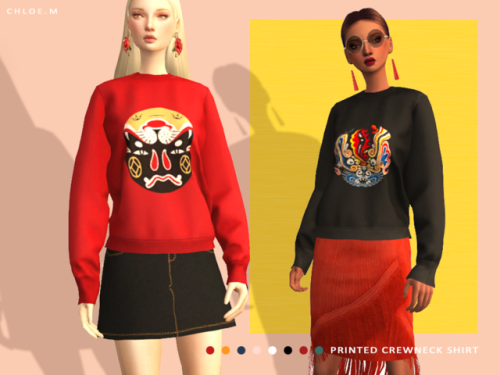 chloem-sims4 - ChloeM-Printed Crewneck Shirt Created for - The...