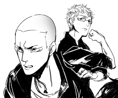 carolinahearts:  Haikyuu sketches. I drew all the Karasuno Crows in the 2nd pic to practice, but cropped the only part I liked and its a weird combination lol 