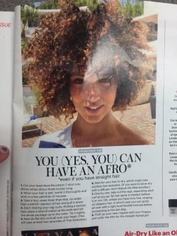 badgyal-k:  dookiediamonds:  midnight-thoughtsnkinks:  Allure Magazine August 2015 issue teaches white girl how to get an “Afro”. And so it has begun… *rolls eyes*  this shit is soooooo extra. 😞  Sorry for the rant but Im tired of this fuckery.