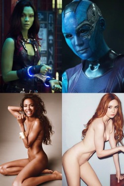 cosplaysexynerdgirls:Gamora and Nebula in