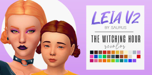 all saurus winterfest collection 2019′s hairs recolored in twh colors!leia, leia v2, jin, minh