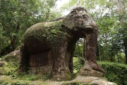 visitheworld: Srah Damrei carvings at Phnom Kulen / Cambodia (by jumbokedama).