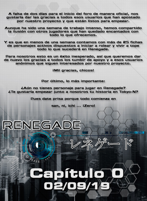 Apertura oficial de Renegade - 02/09/19No te pierdas nuestra gran inauguración del pró