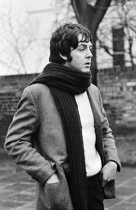 Paul McCartney Outside His Cavendish Home On A Rainy Day.