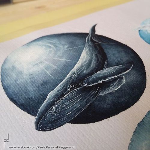 Close up of the second one.#wip #whales #series # #watercolorart #watercolor #painting #series #se