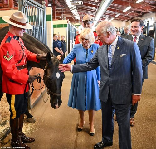 The Prince of Wales and The Duchess of Cornwall attend an event with the Royal Canadian Mounted Poli