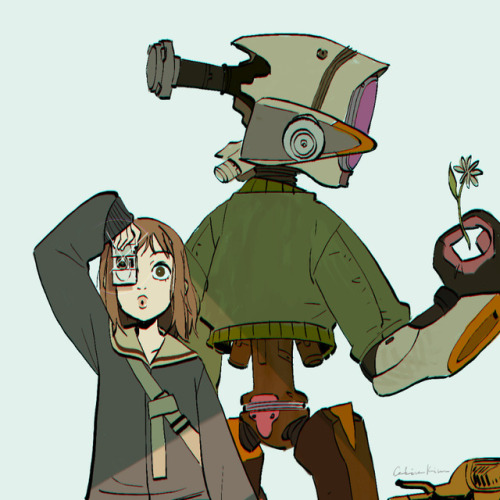 celine-kim:Last FLCL fanart(maybe)Kinda liked how early Canti color looked so that’s why he has that