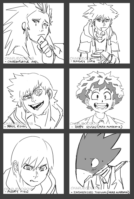 chachacharlieco:  I forgot to post this here.More expressions for the expression challenge.