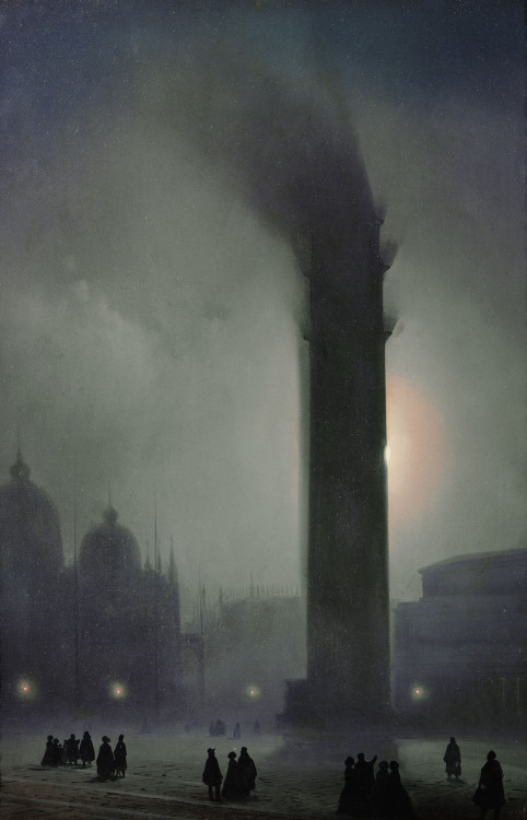 thunderstruck9: Ippolito Caffi (Italian 1809-1866), Nocturne with fog in Piazza San Marco. Oil on ca