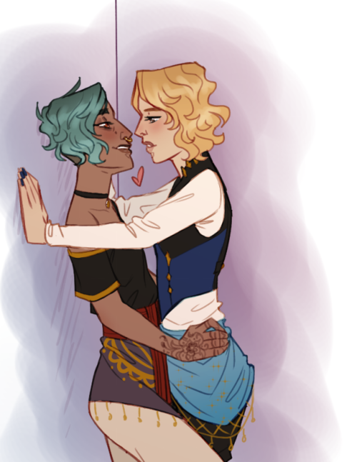 necro-nereus:  Quick self indulgent doodle, ‘cause sometimes you just want your BF to pin you 
