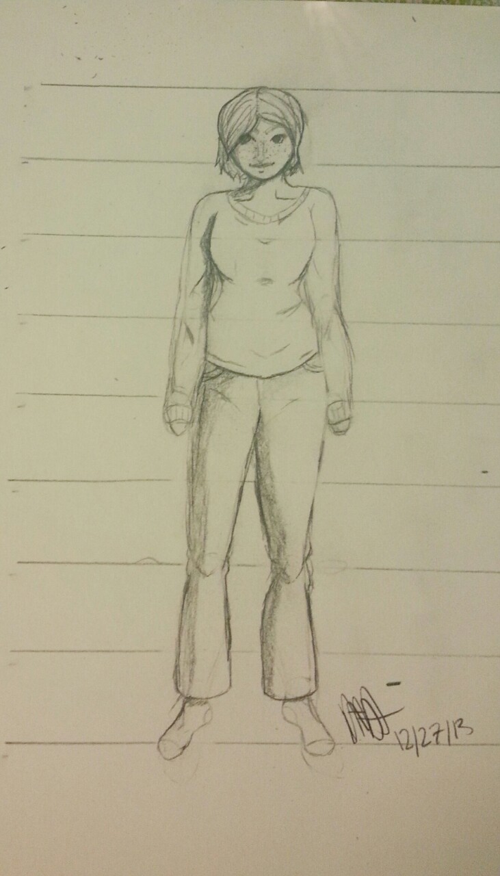 Me in a drawing?? First full body and it came out alright! That is a self portrait cos I didn’t want to do any injustice to another person ^-^ feedback?