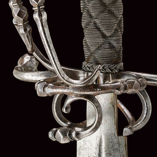 art-of-swords:  Composite RapierDated: 17th centuryCulture: FrenchMeasurements: overall length 120.5 cmThe sword has a straight, double-edged blade, with a groove at the first part and a rectangular ricasso. The silver hilt features loop-guards, while