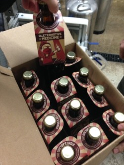 mylifeismedschool:  One of the younger class students rented a microbrewery for a month. He sold this batch of beer titled Ale-ternative Medicine, the Doctor’s Orders. It sold out in a day. #MLIMS 