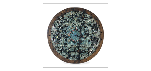  shield (?); religious/ritual equipment (?); disc (?); regalia; mosaicCultures/periods: Aztec or M