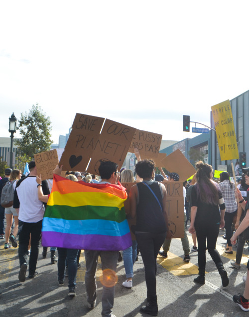 People and their signs.11/11/2016.Anti-Hate Protest Mac Arthur Park to DTLA